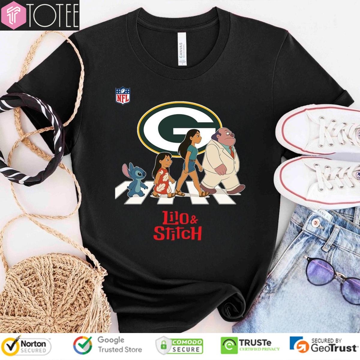 Green Bay Packers Lilo And Stitch Abbey Road T-shirt