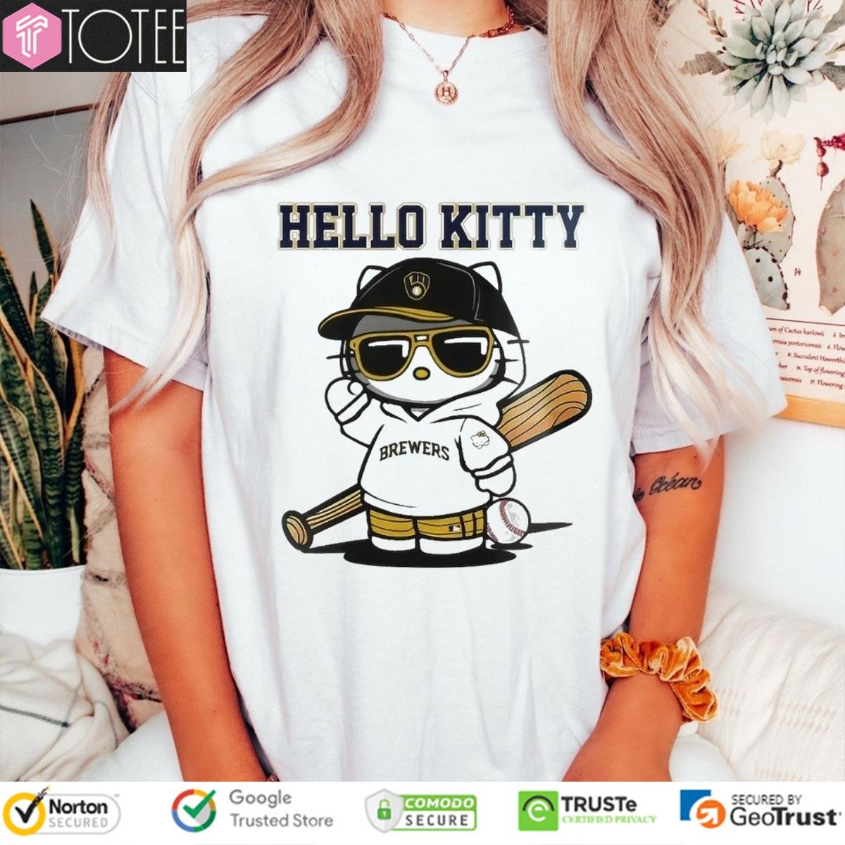 Hello Kitty Milwaukee Brewers Baseball T-shirt 4