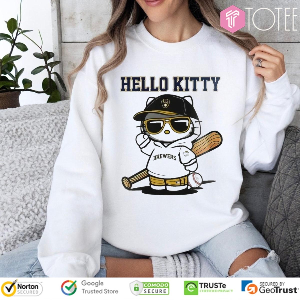 Hello Kitty Milwaukee Brewers Baseball T-shirt 3