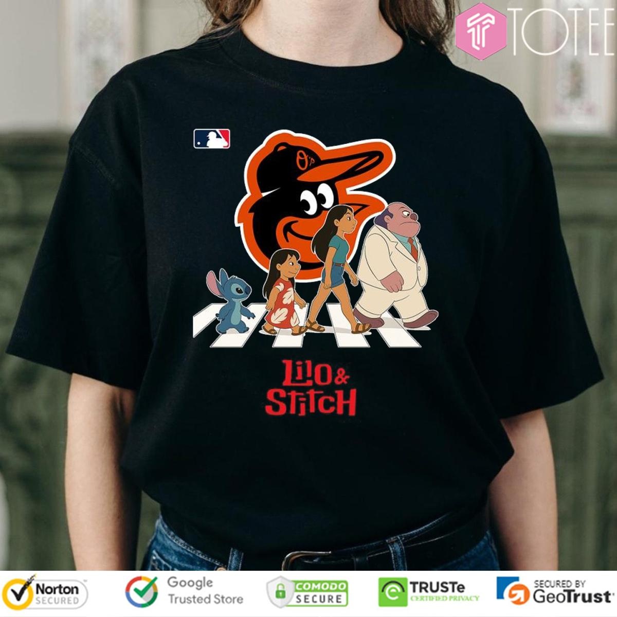 Lilo And Stitch Abbey Road Baltimore Orioles Baseball T-shirt 1