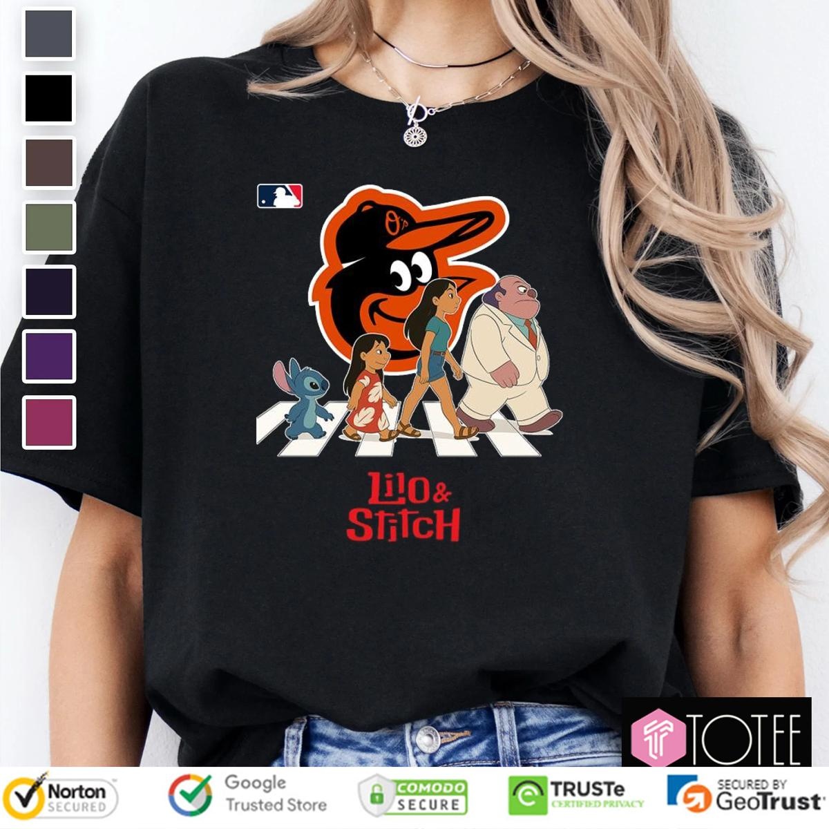 Lilo And Stitch Abbey Road Baltimore Orioles Baseball T-shirt 4