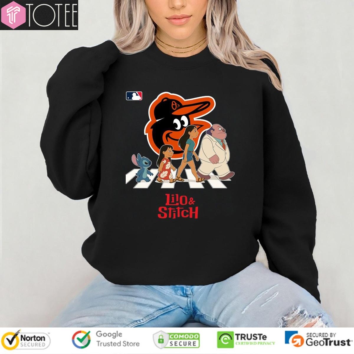 Lilo And Stitch Abbey Road Baltimore Orioles Baseball T-shirt 3