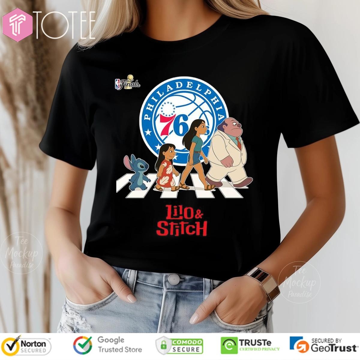 Lilo And Stitch Abbey Road Philadelphia 76Ers Nba Finals T-shirt 4