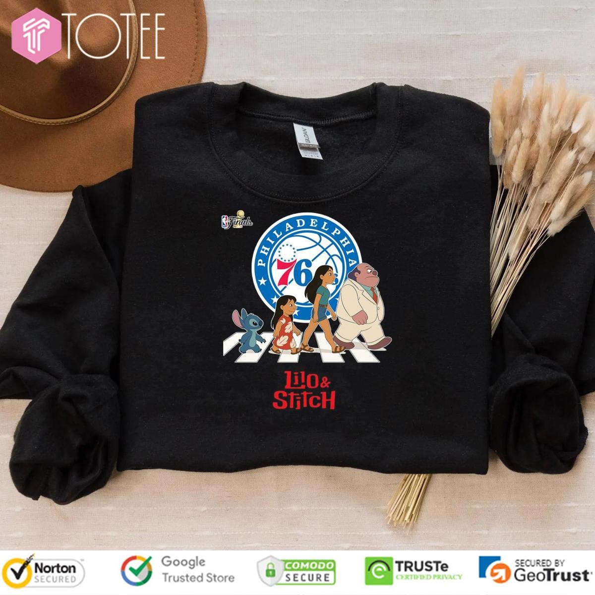 Lilo And Stitch Abbey Road Philadelphia 76Ers Nba Finals T-shirt 3