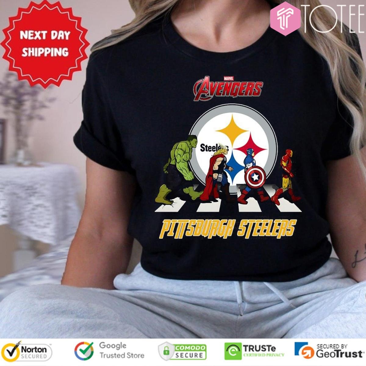 Pittsburgh Steelers Marvel Avengers Abbey Road T-shirt 4