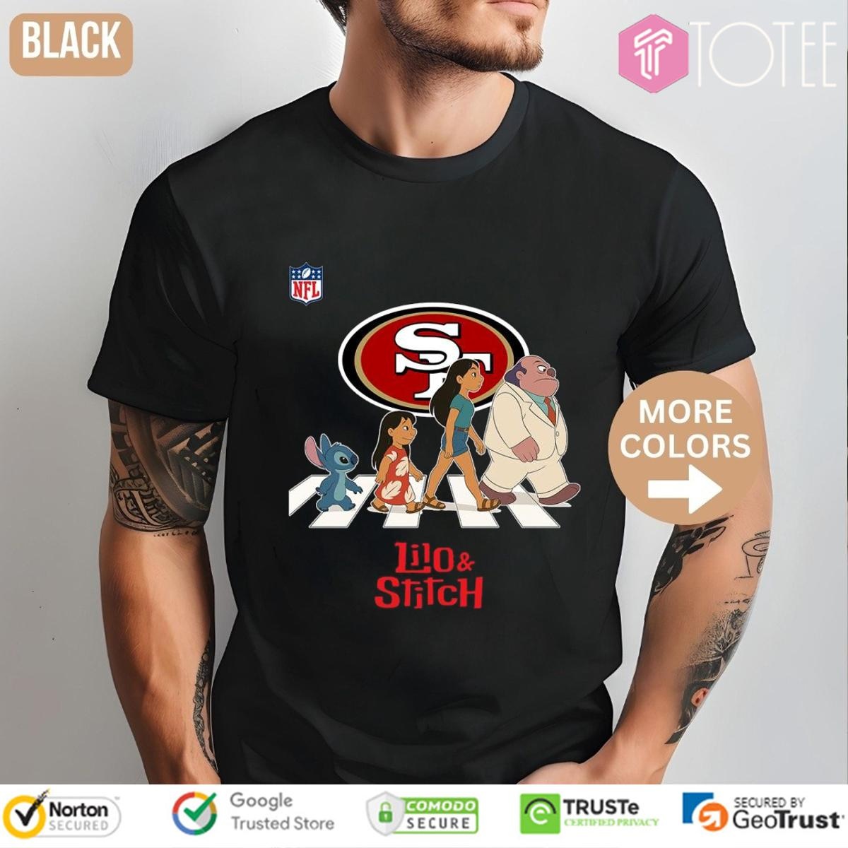San Francisco 49Ers Lilo And Stitch Abbey Road T-shirt 1