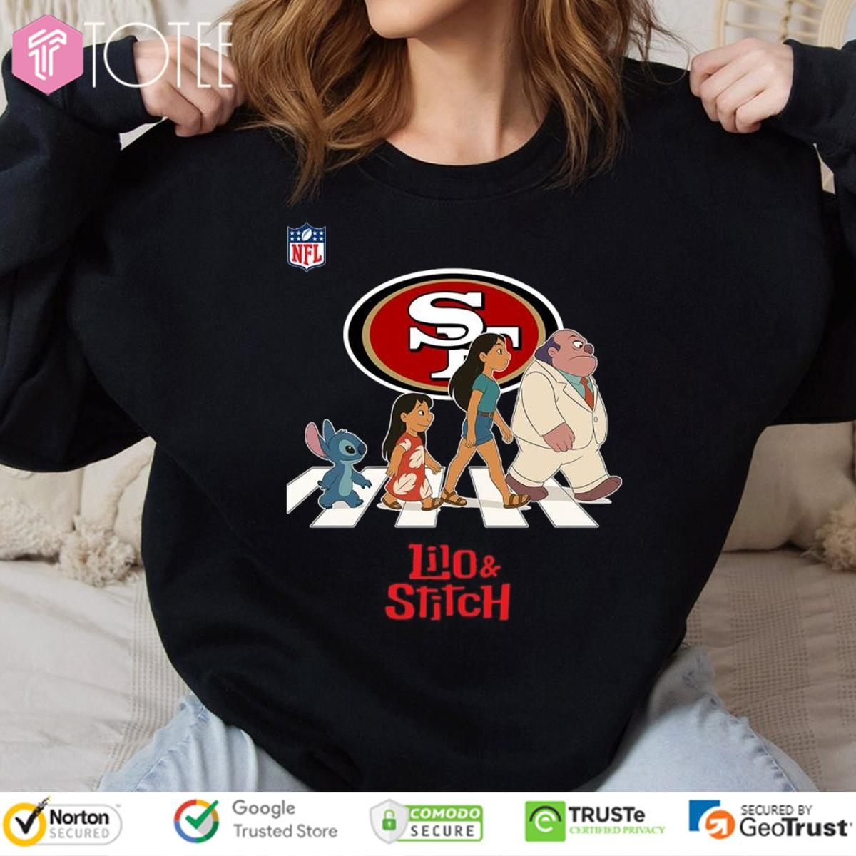 San Francisco 49Ers Lilo And Stitch Abbey Road T-shirt 3