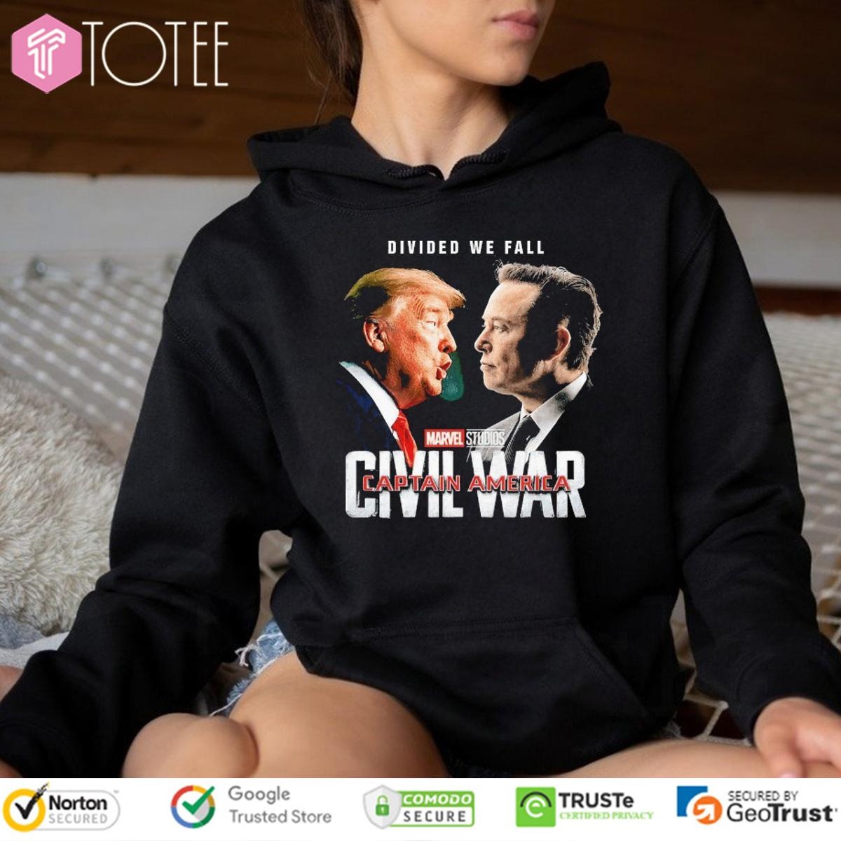 Trump Vs Elon Musk Civil Wars Divided We Fall T-shirt 2