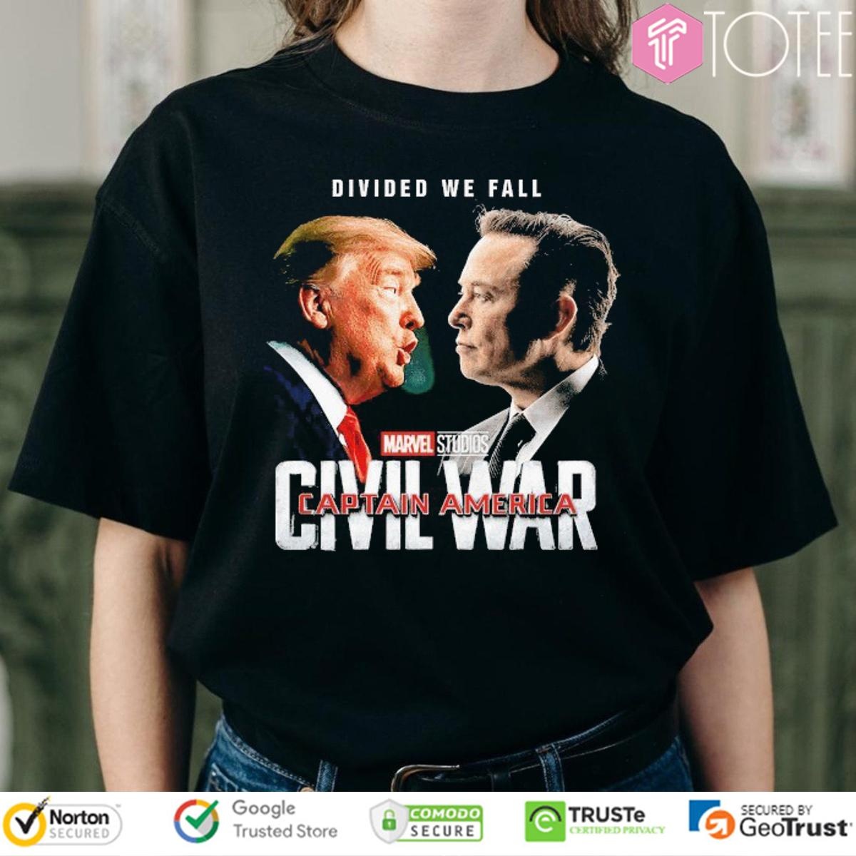 Trump Vs Elon Musk Civil Wars Divided We Fall T-shirt