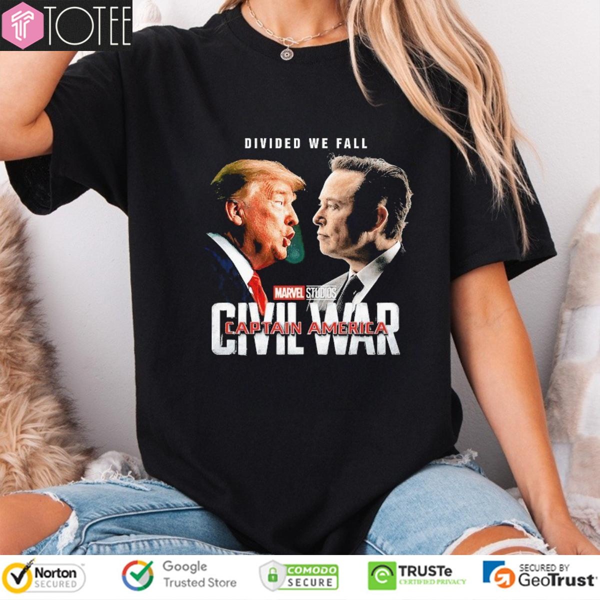 Trump Vs Elon Musk Civil Wars Divided We Fall T-shirt 4