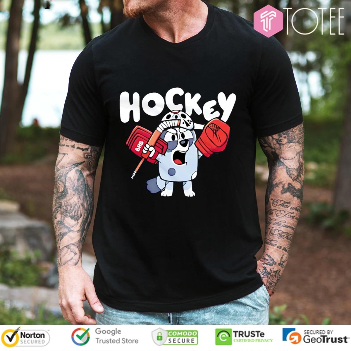 Bluey Heeler Wear Jason Mask And Play Hockey T-shirt 1