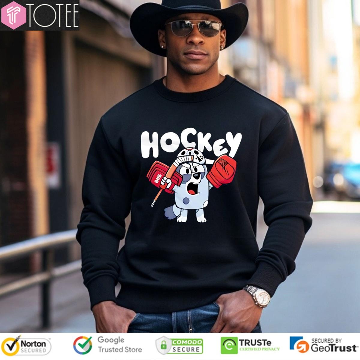 Bluey Heeler Wear Jason Mask And Play Hockey T-shirt 3