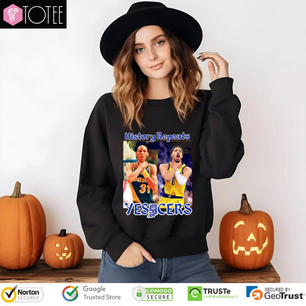 Reggie Miller Tyrese Haliburton Pacers Nba Choke History Repeats Yes Cers Shirt 3