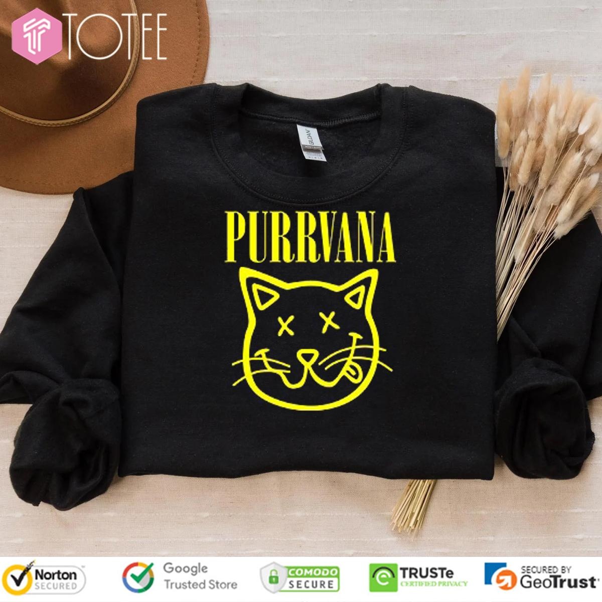 Purrvana Parody Cat Purr Nirvana T-shirt 3