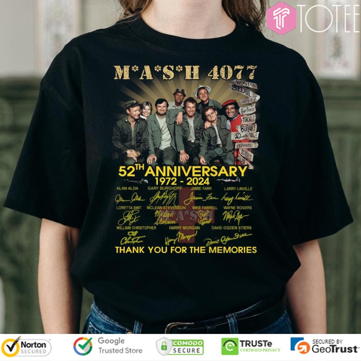 52Th Anniversary 1972-2024 Mash 4077 Signatures T-shirt