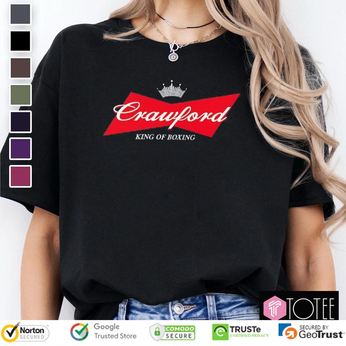 Crawford King Of Boxing Parody Budweiser Logo T-shirt 4