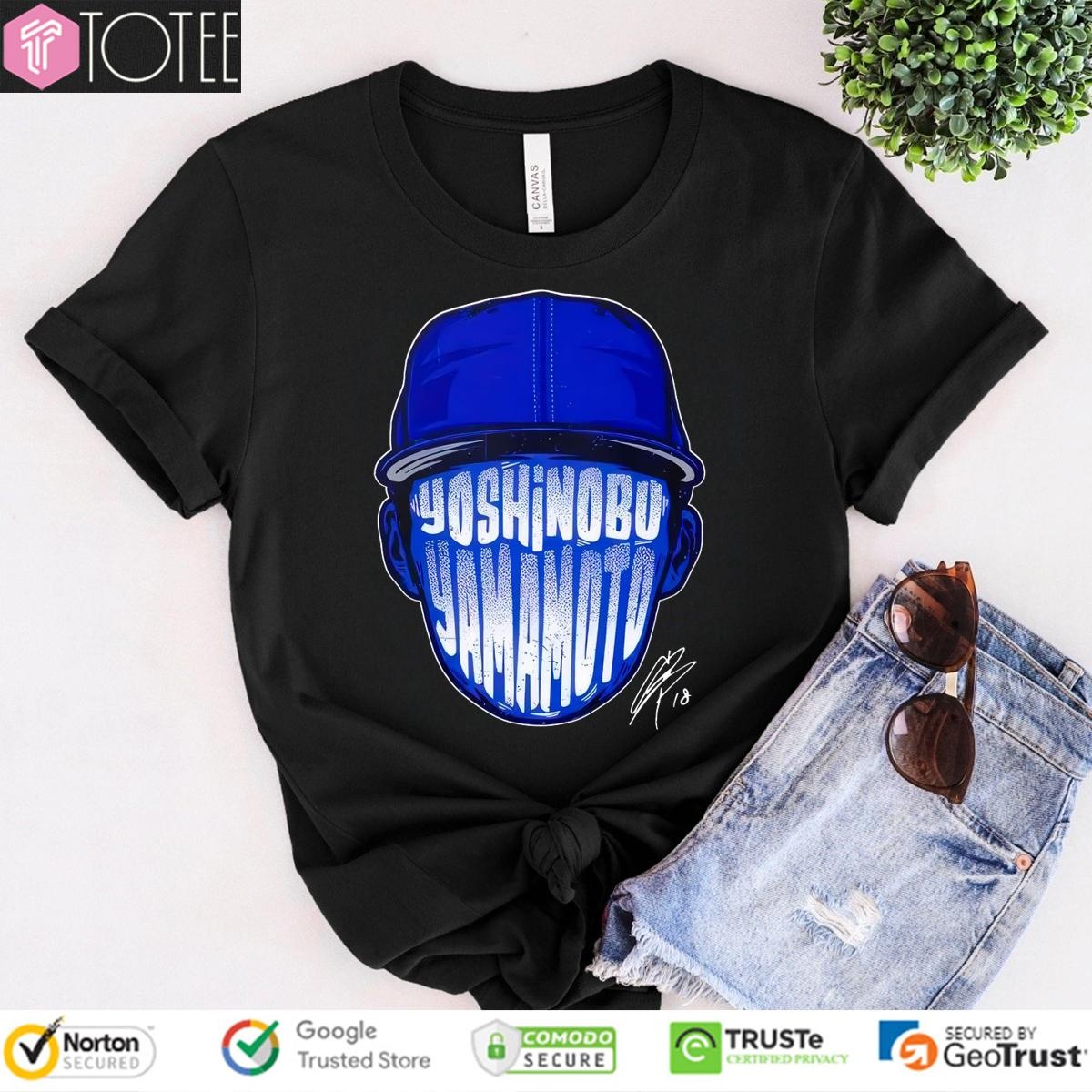 Los Angeles Dodgers Yoshinobu Yamamoto Face Silhouette Signature T-shirt