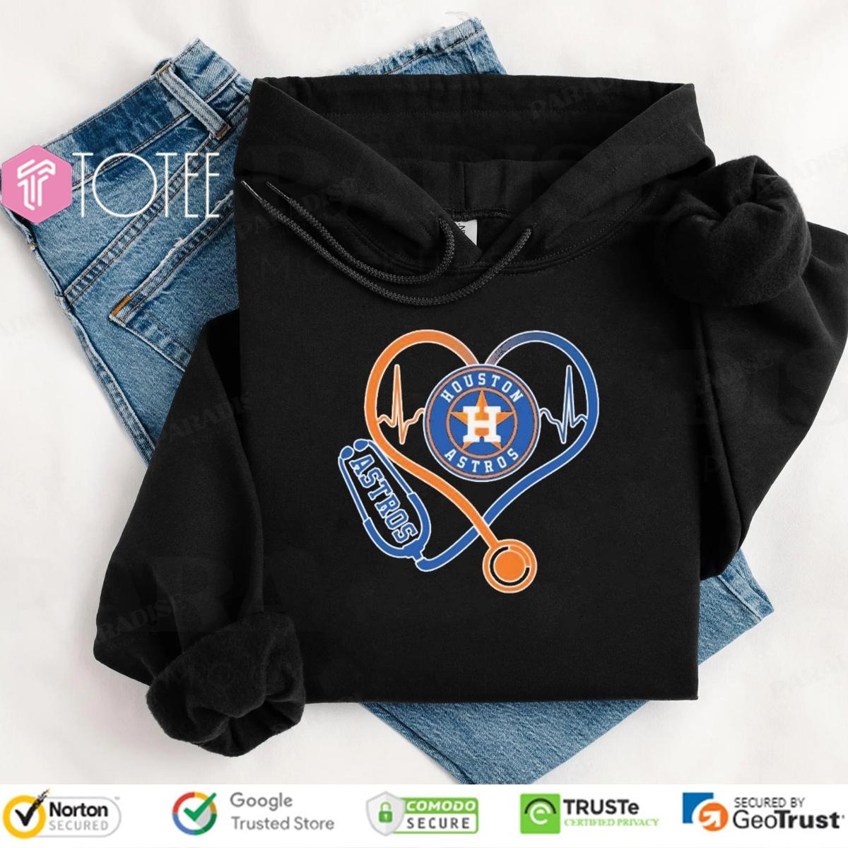 Stethoscope Heartbeat Nurse Houston Astros Baseball T-shirt 2