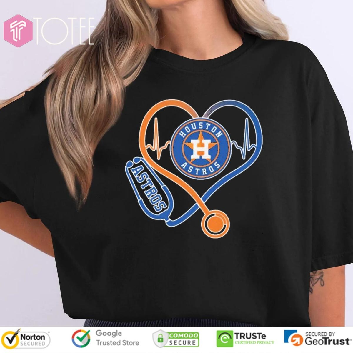 Stethoscope Heartbeat Nurse Houston Astros Baseball T-shirt 1