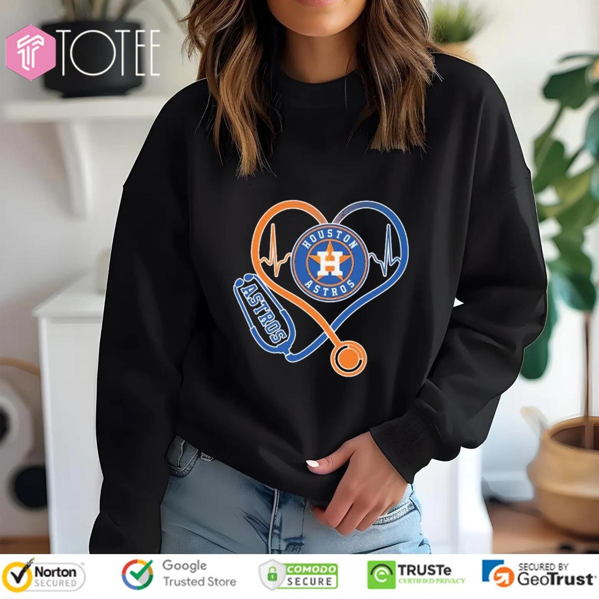 Stethoscope Heartbeat Nurse Houston Astros Baseball T-shirt 3
