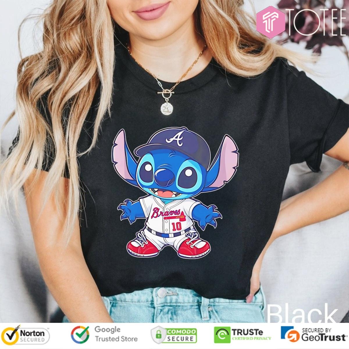 Disney Stitch Atlanta Braves Baseball T-shirt 4