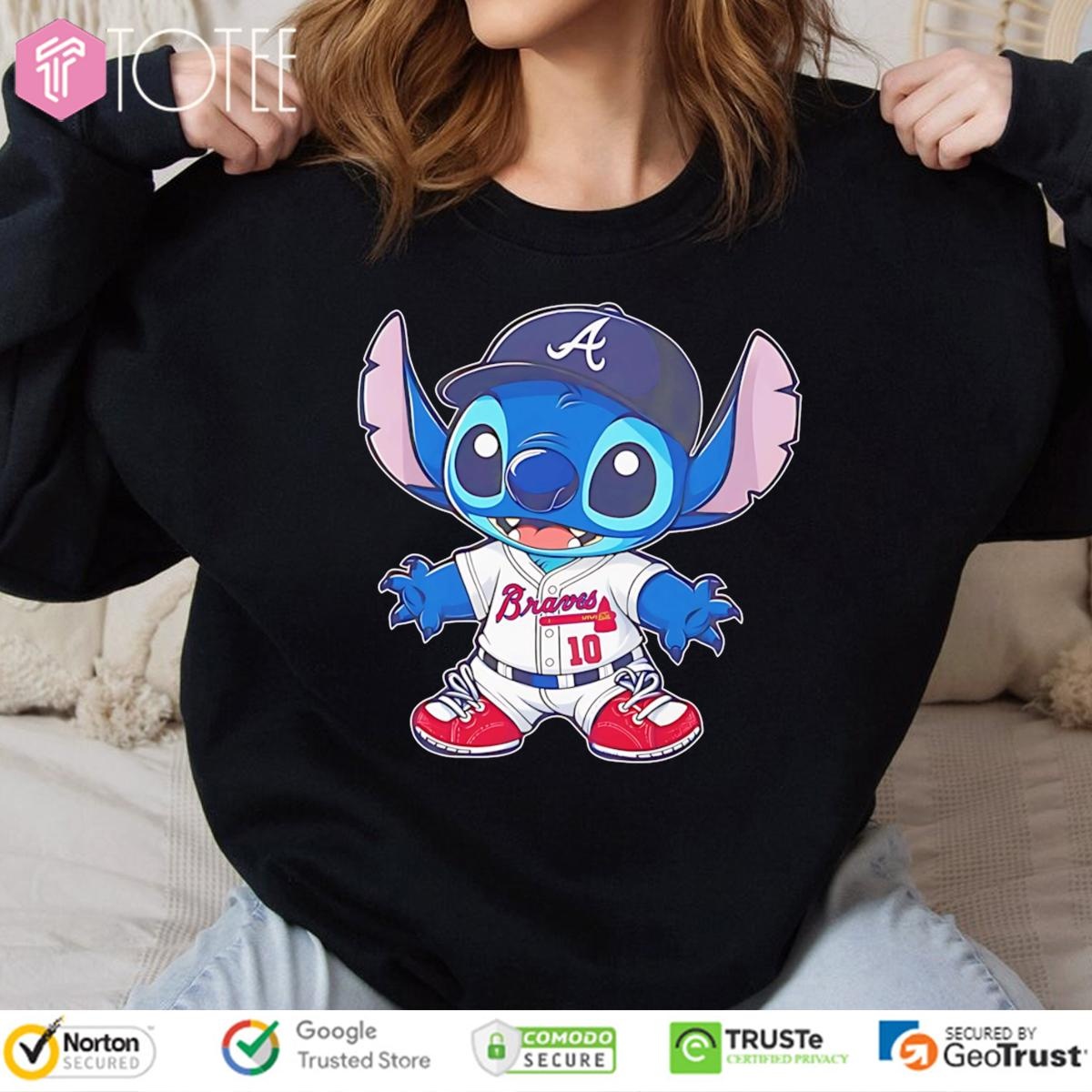 Disney Stitch Atlanta Braves Baseball T-shirt 3