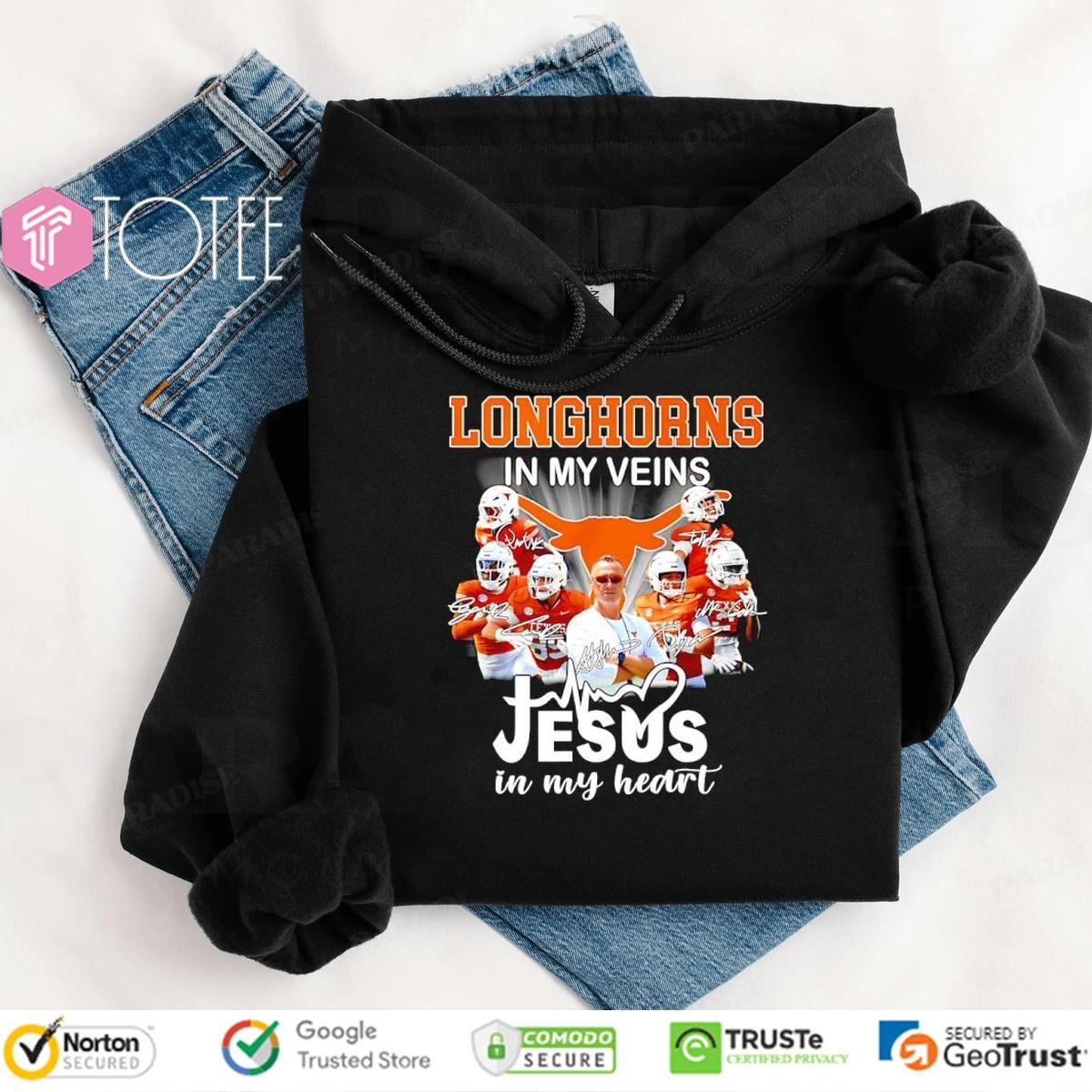 In My Veins Jesus In My Heart Texas Longhorns T-shirt 2