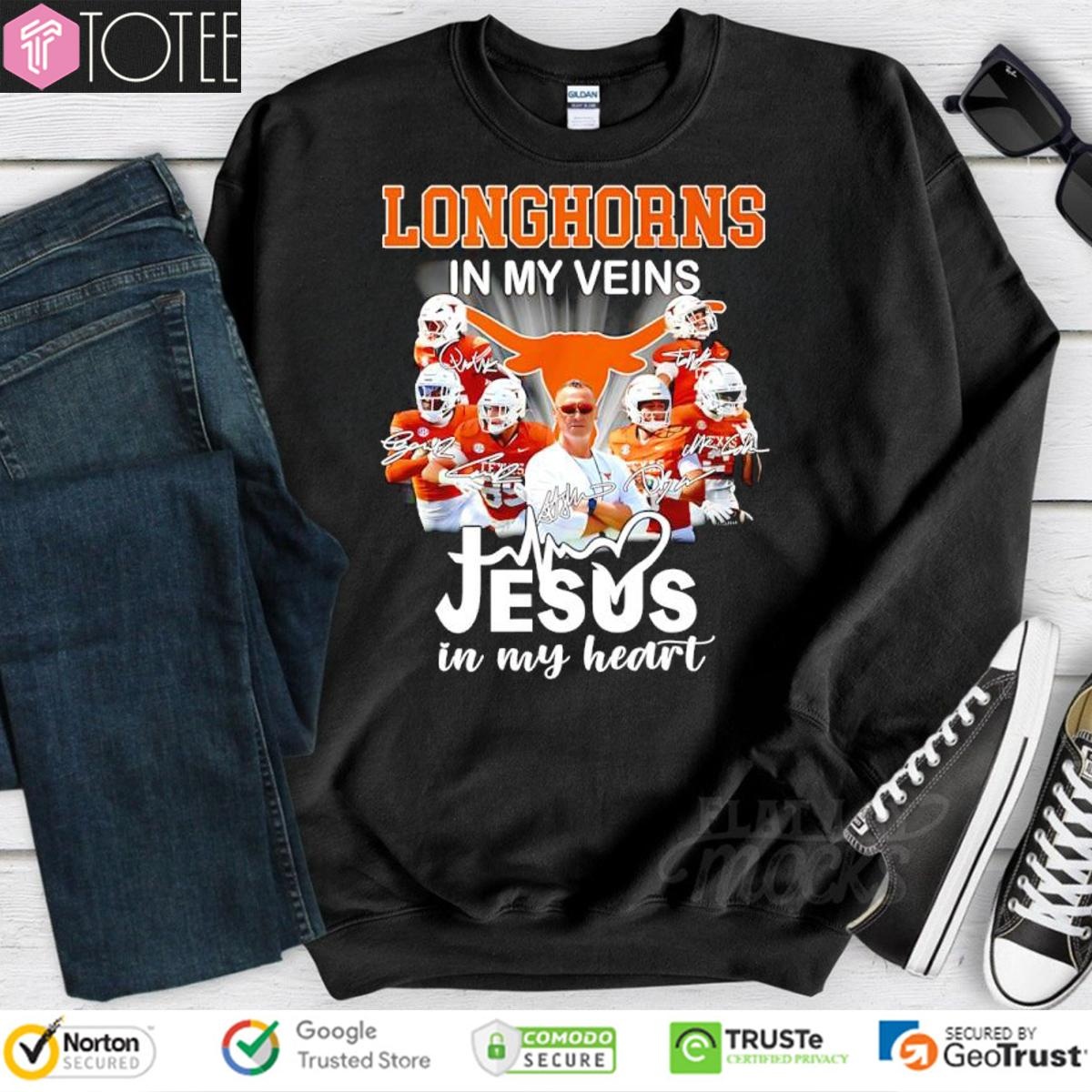 In My Veins Jesus In My Heart Texas Longhorns T-shirt 3