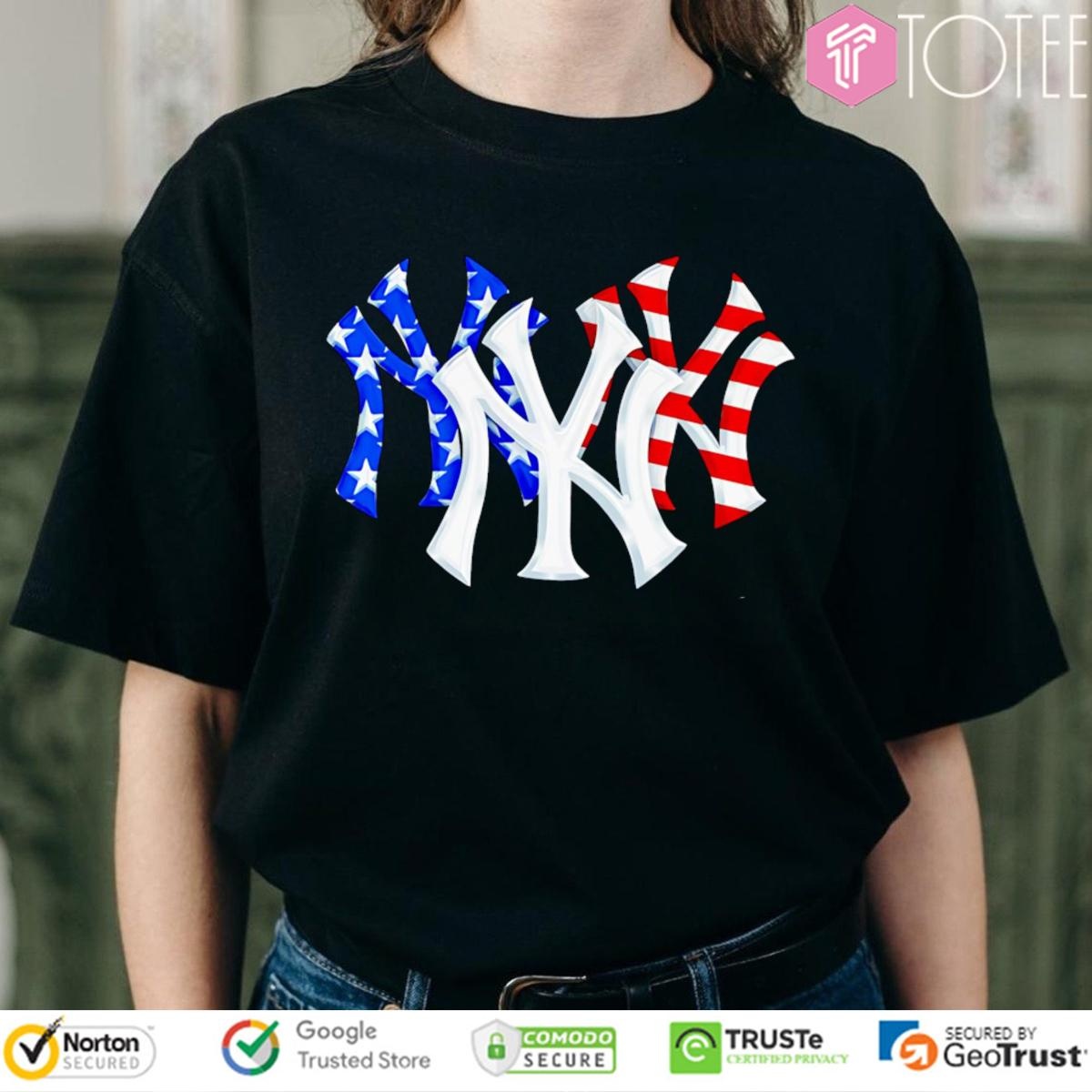 New York Yankees Red White And Blue American Flag 4Th Of July Baseball Logo T-shirt 1