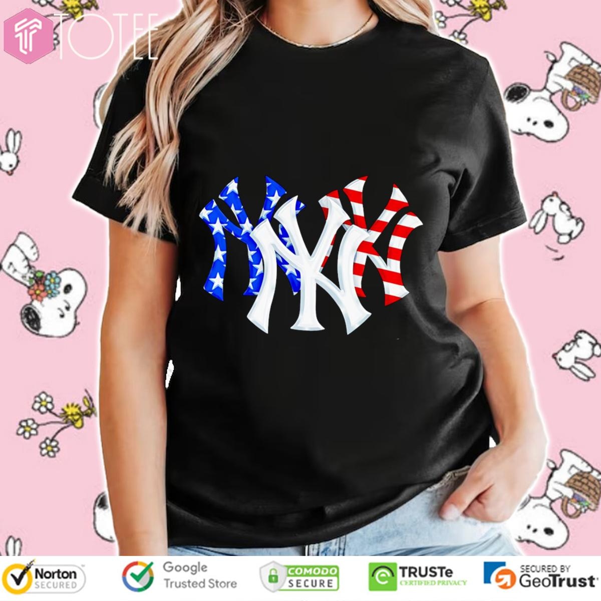 New York Yankees Red White And Blue American Flag 4Th Of July Baseball Logo T-shirt 4