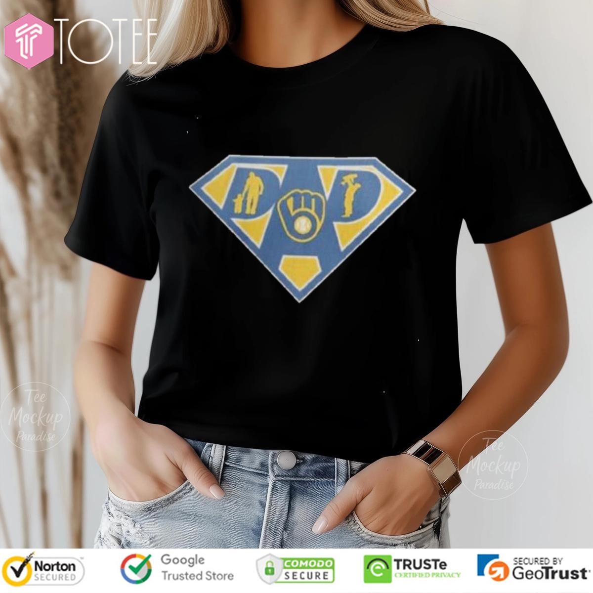 Super Dad Milwaukee Brewers Superman Fathers Day T-shirt 4