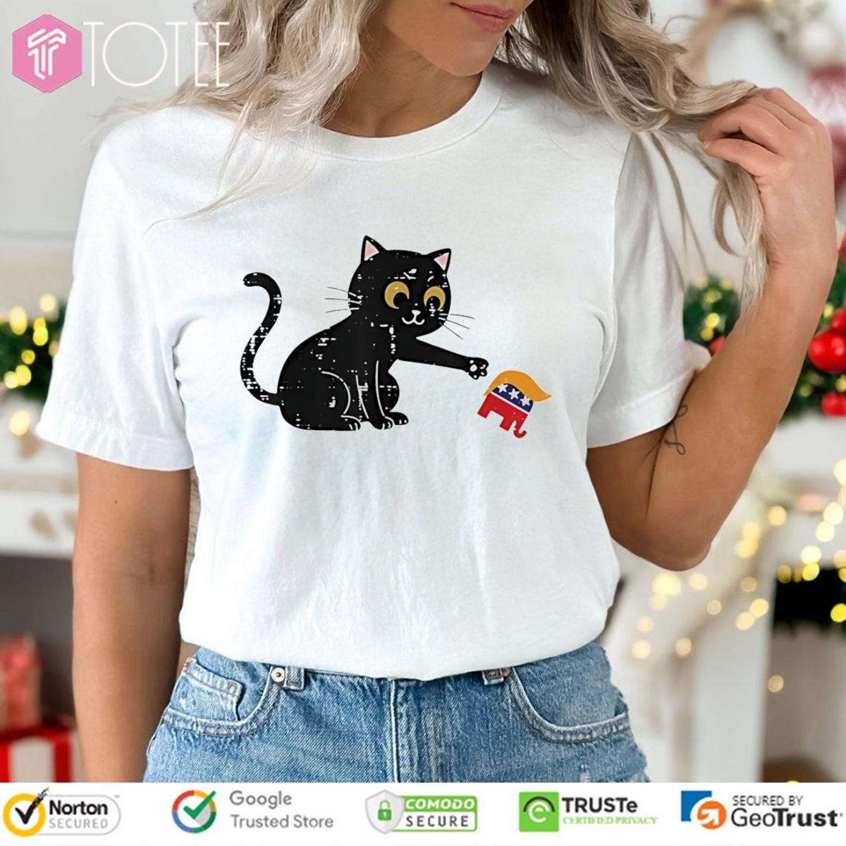 Black Cat Republican Elephant Trump T-shirt