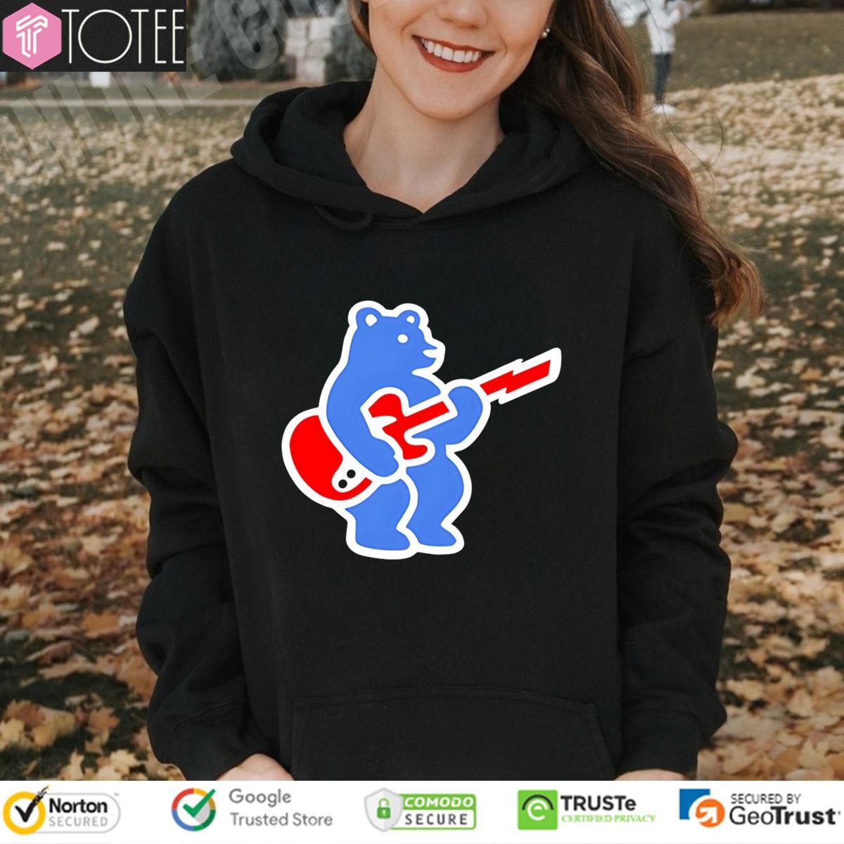 Chicago Cubs Bear Play Guitar Logo T-shirt 2