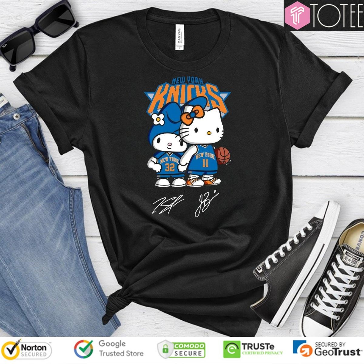 Hello Kitty New York Knicks Karl-Anthony Towns Jalen Brunson Signatures T-shirt 1