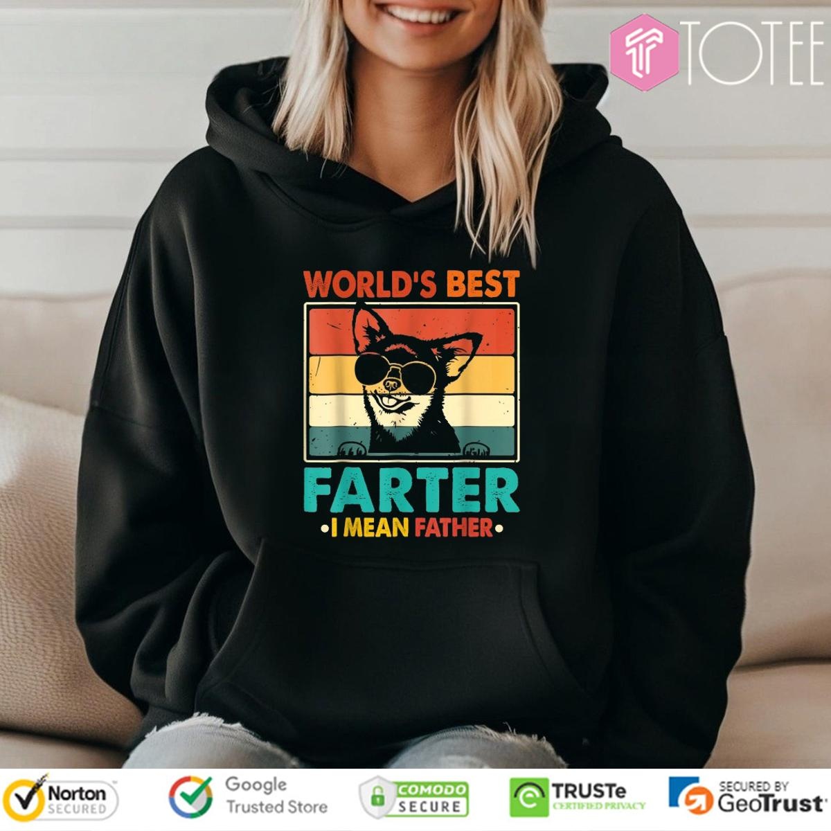 Worlds Best Farter I Mean Father Chihuahua Dog Fathers Day Vintage T-shirt 2
