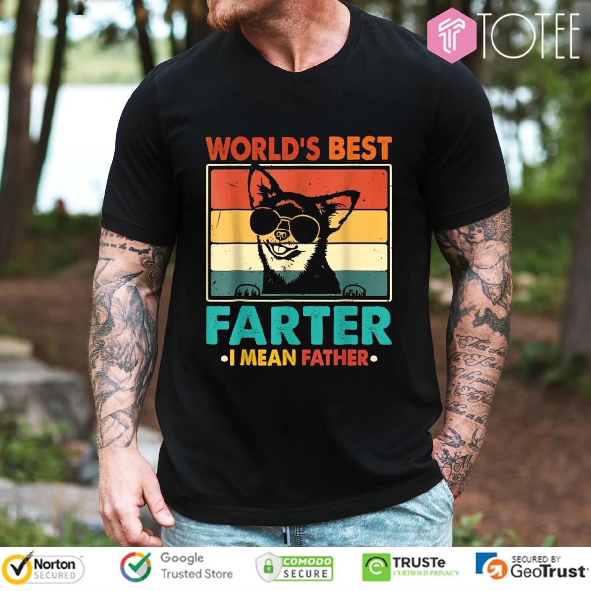 Worlds Best Farter I Mean Father Chihuahua Dog Fathers Day Vintage T-shirt 1