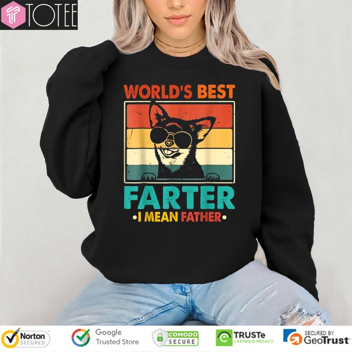 Worlds Best Farter I Mean Father Chihuahua Dog Fathers Day Vintage T-shirt 3