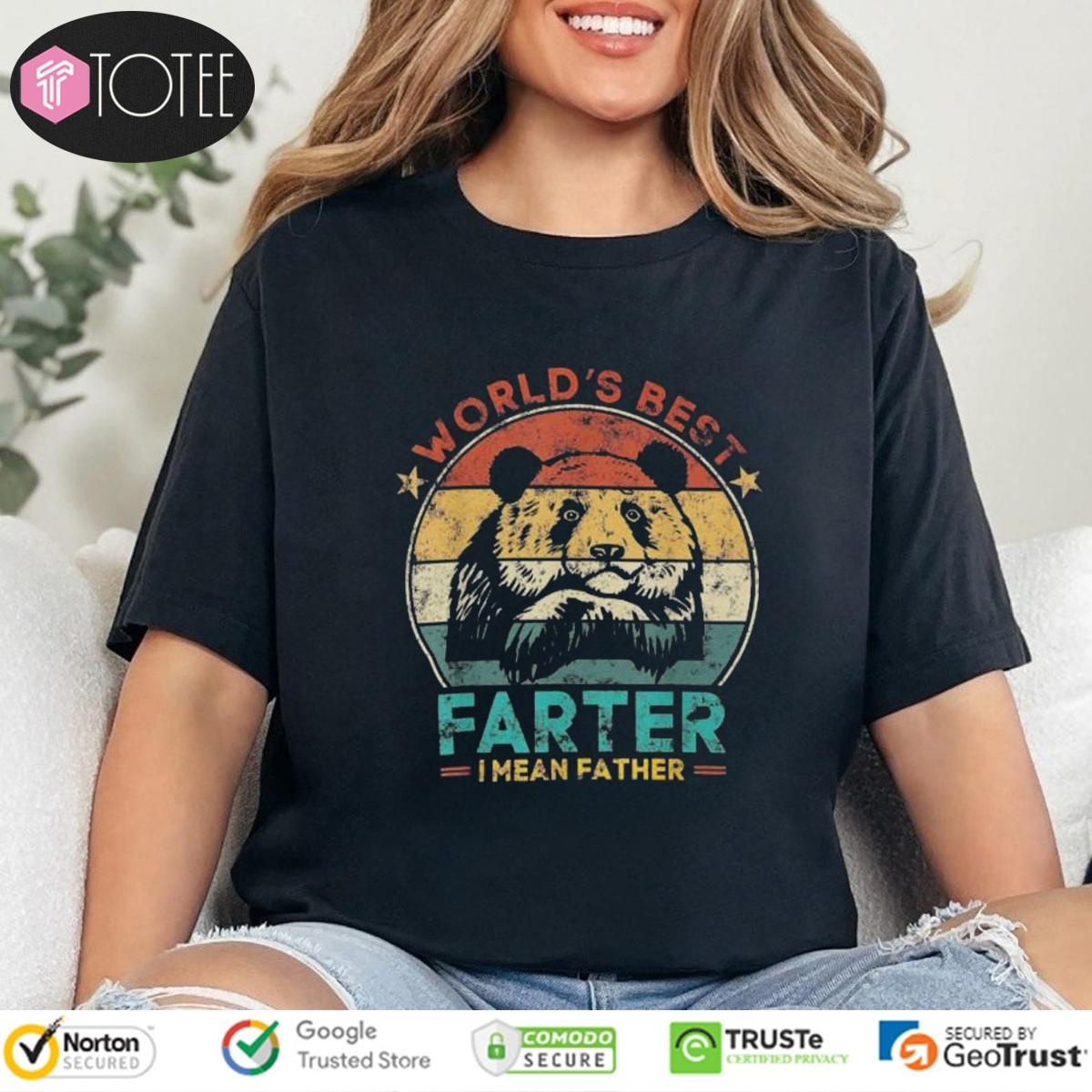 Worlds Best Farter I Mean Father Panda Bear Fathers Day Vintage T-shirt 4