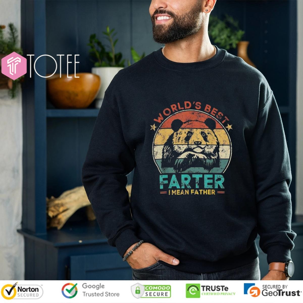 Worlds Best Farter I Mean Father Panda Bear Fathers Day Vintage T-shirt 3