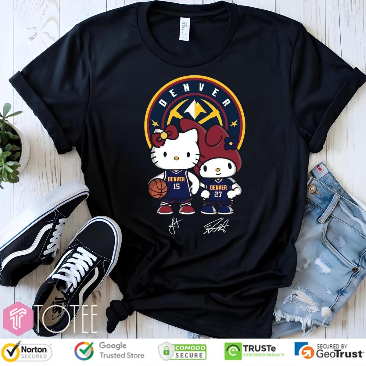 Denver Nuggets Nikola Jokić Jamal Murray Hello Kitty Signatures T-shirt 1