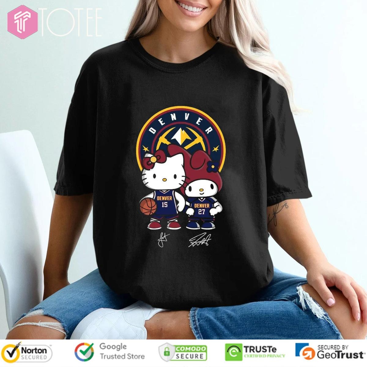 Denver Nuggets Nikola Jokić Jamal Murray Hello Kitty Signatures T-shirt 4