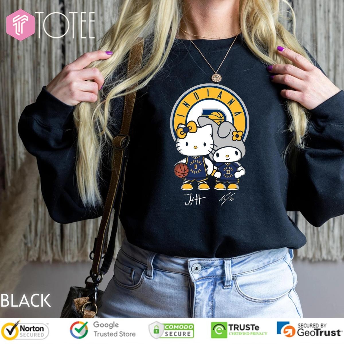 Indiana Pacers Tyrese Haliburton Myles Turner Hello Kitty Signatures T-shirt 3