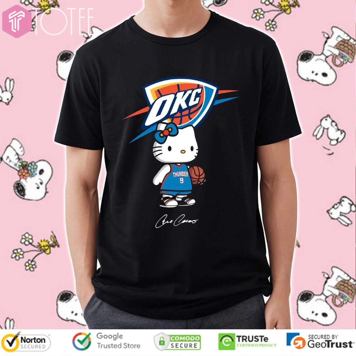 Oklahoma City Thunder Alex Caruso Hello Kitty Signature T-shirt 4