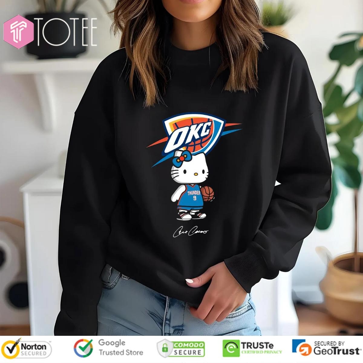 Oklahoma City Thunder Alex Caruso Hello Kitty Signature T-shirt 3
