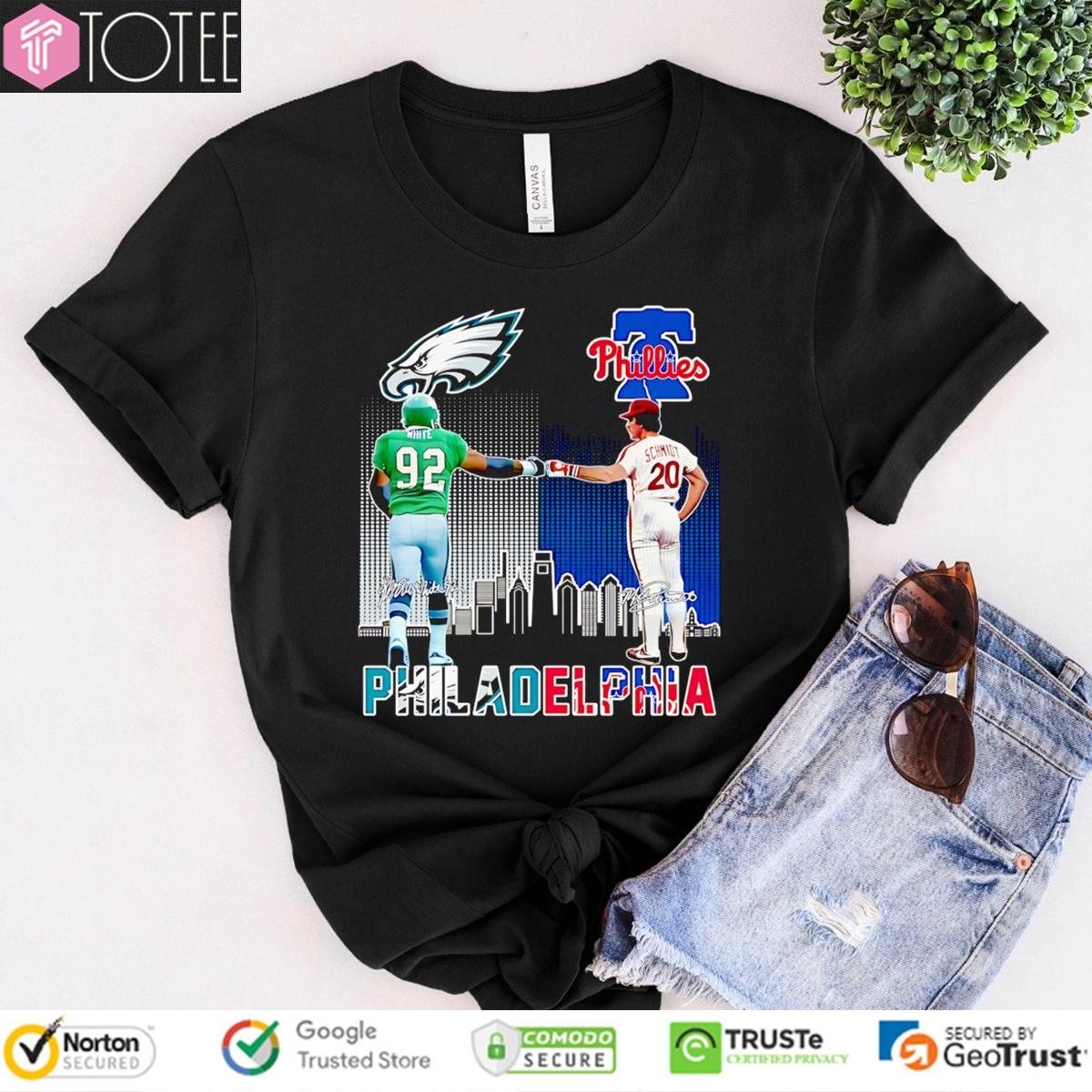 Reggie White Mike Schmidt Philadelphia Sports Teams Eagles Phillies T-shirt 1