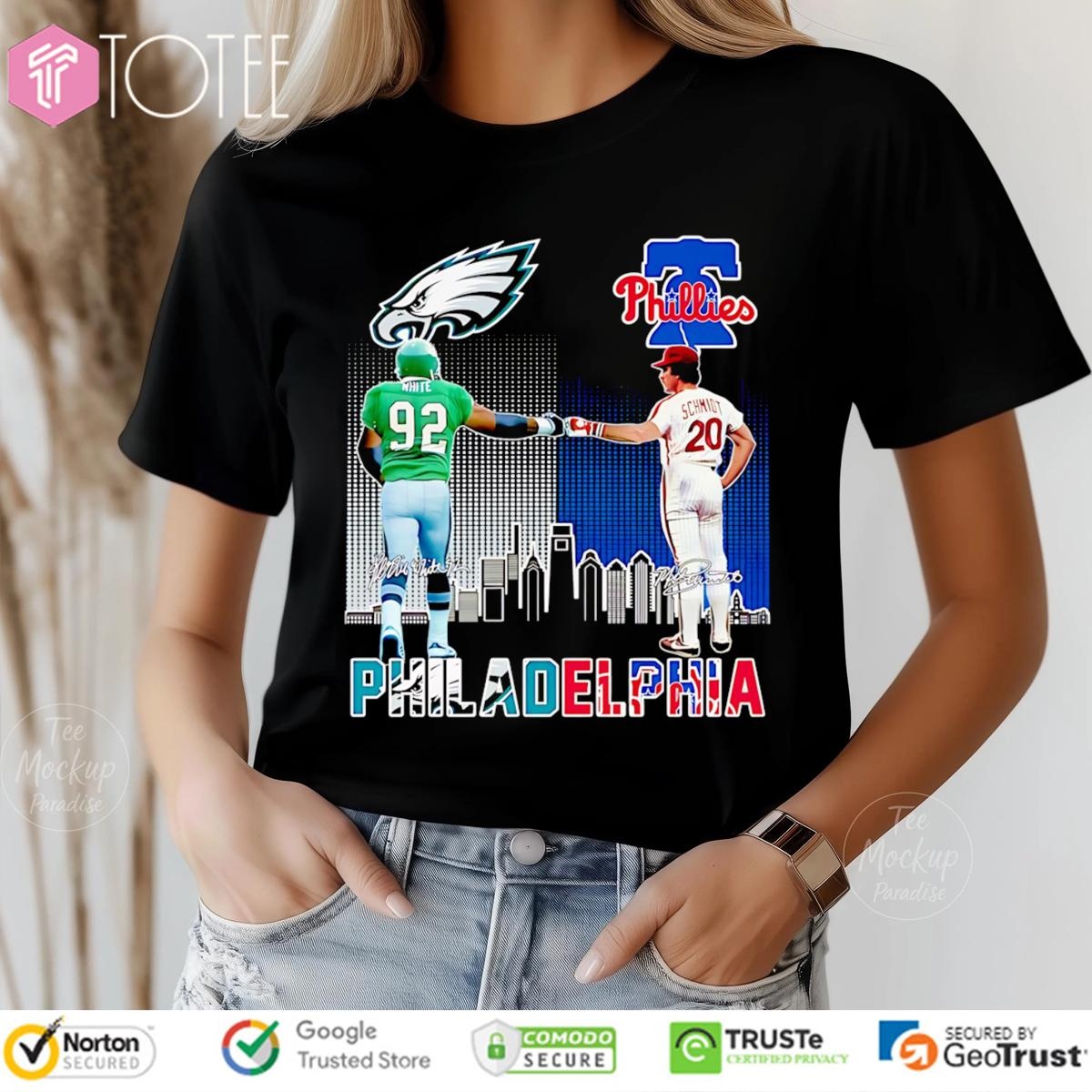 Reggie White Mike Schmidt Philadelphia Sports Teams Eagles Phillies T-shirt 4