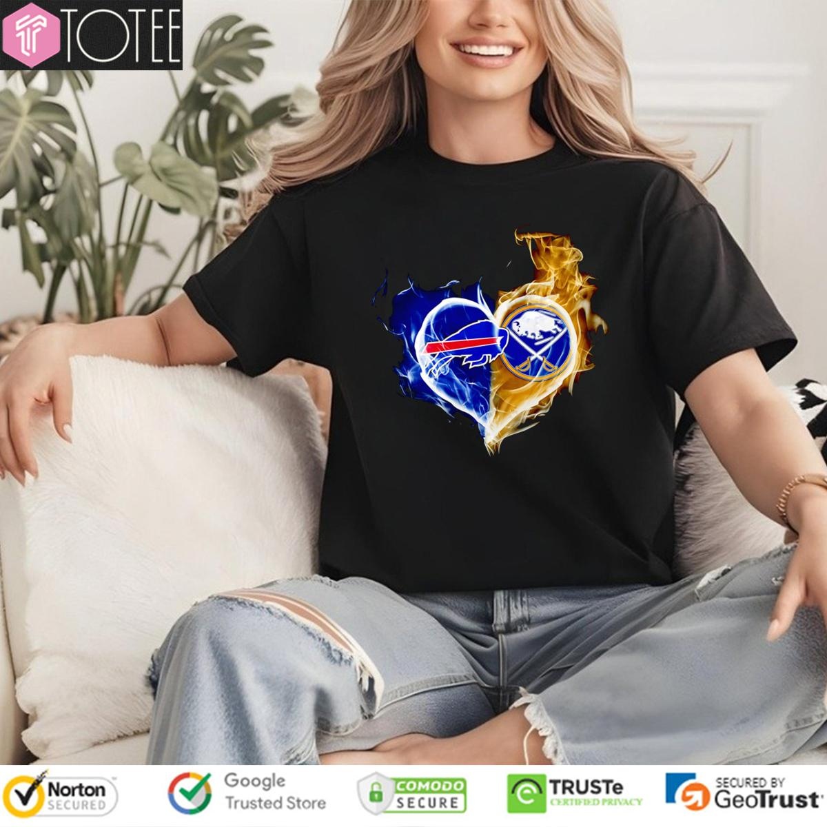 Smoke Heart Buffalo Bills Buffalo Sabres T-shirt 4