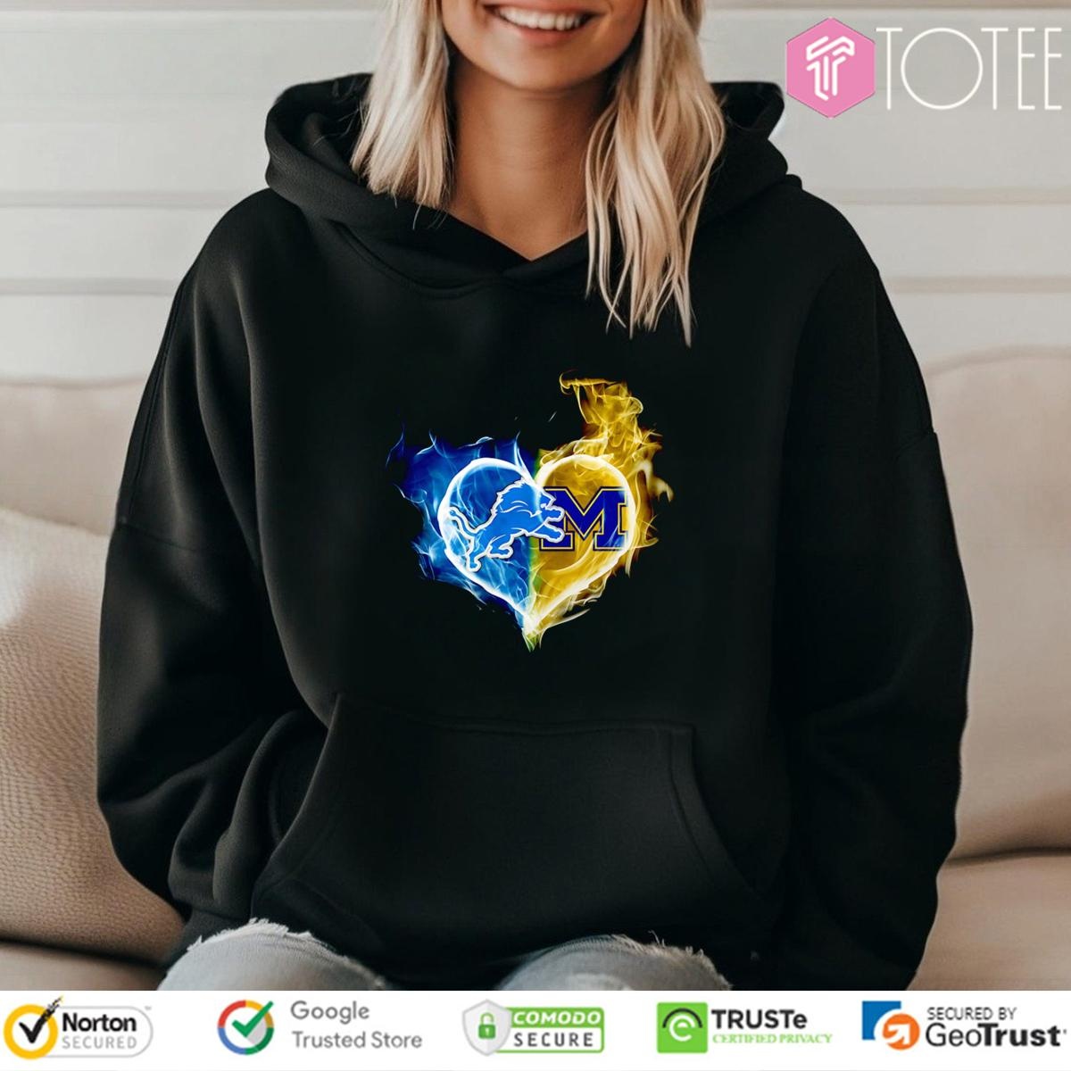 Smoke Heart Detroit Lions Michigan Wolverines T-shirt 2