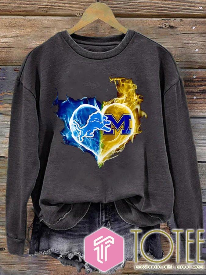 Smoke Heart Detroit Lions Michigan Wolverines T-shirt 3