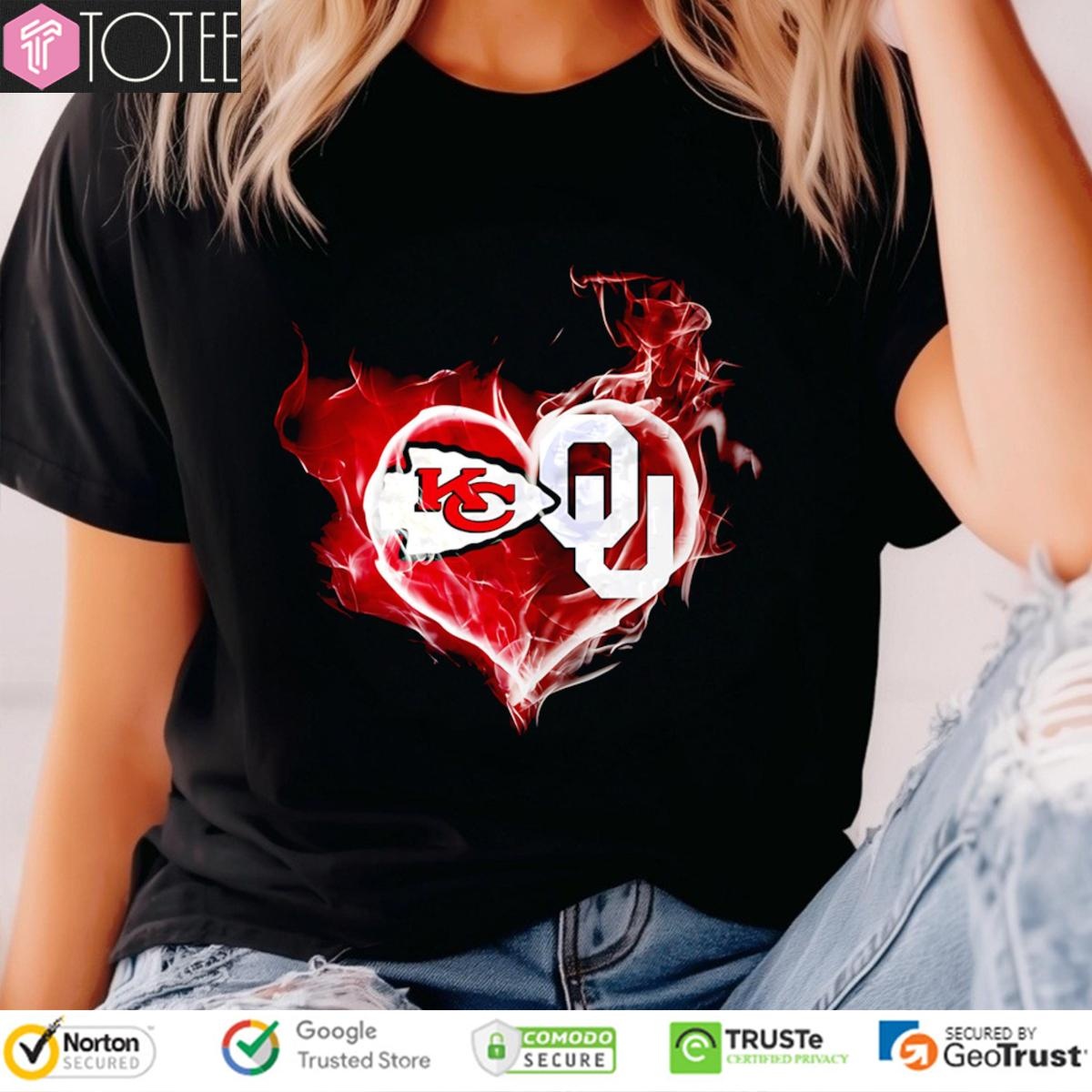 Smoke Heart Kansas City Chiefs Oklahoma Sooners T-shirt 4